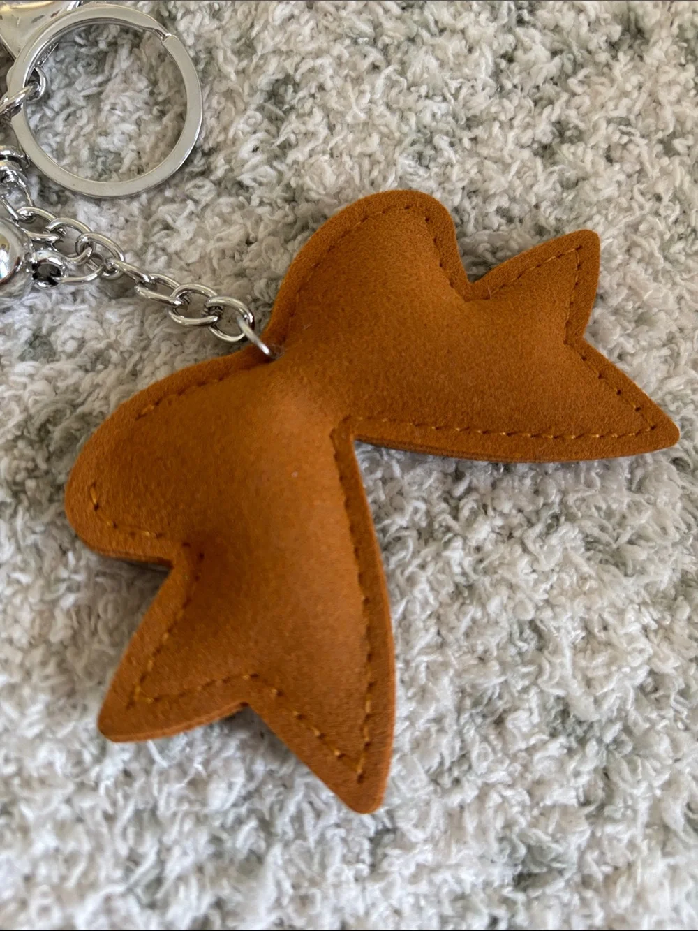Western Rhinestone Bow Keychain with Tassel - Brown NWT 6”
